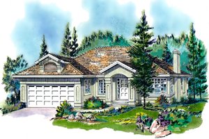 Exterior - Front Elevation 3 for Mediterranean House Plan #18-150 - 3 bed, 2 bath