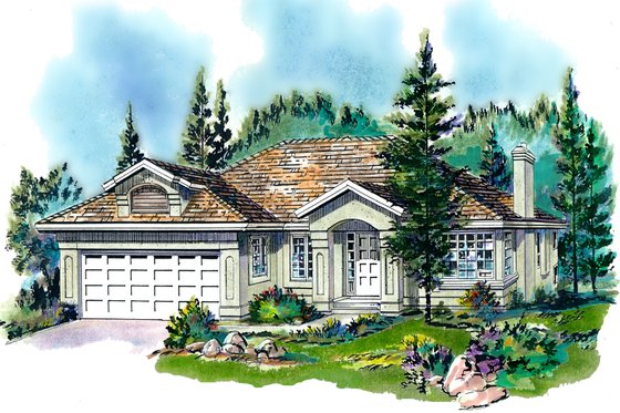 Exterior - Front Elevation 3 for Mediterranean House Plan #18-150 - 3 bed, 2 bath