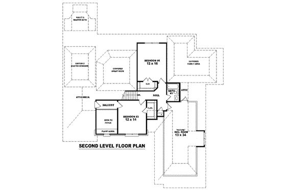 Floor Plan - Upper Floor for Traditional House Plan #81-1211 - 4 bed, 3.5 bath