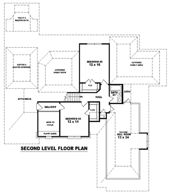 Floor Plan - Upper Floor for Traditional House Plan #81-1211 - 4 bed, 3.5 bath