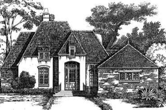 Exterior - Front Elevation for European House Plan #301-102 - 4 bed, 3 bath