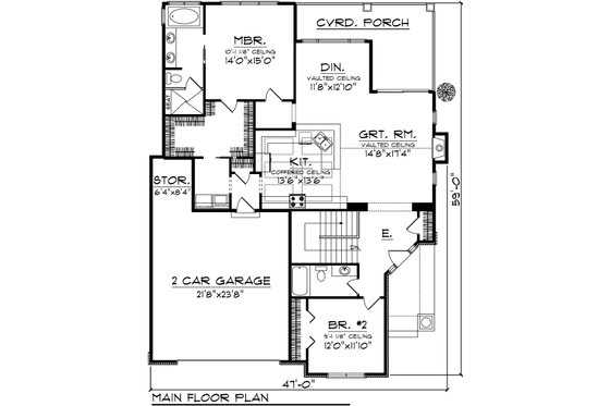 Craftsman style house plan, main level floor plan