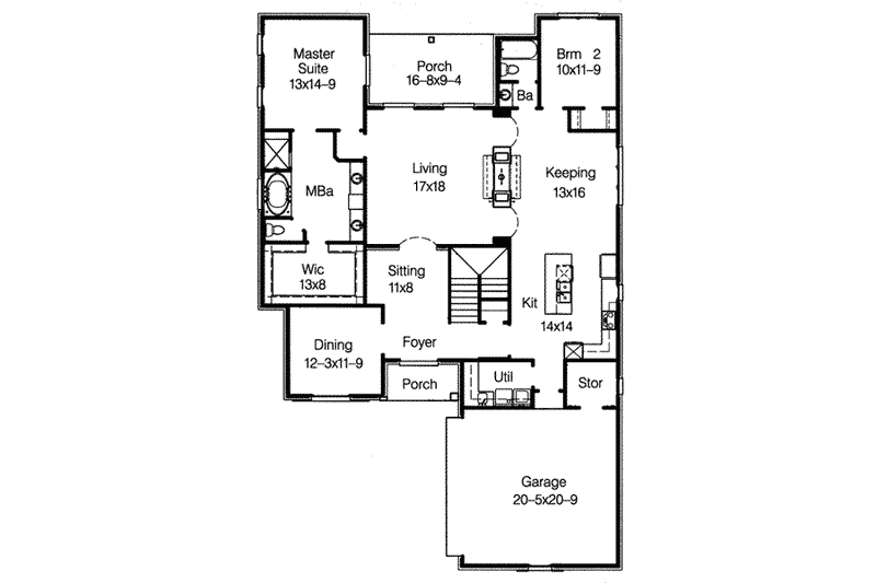 House Blueprint - Floor Plan - Main Floor for European House Plan #15-273 - 4 bed, 3 bath