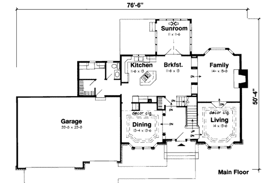 Floor Plan - Main Floor for Traditional House Plan #312-388 - 4 bed, 2.5 bath