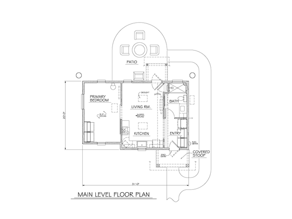 House Plan Design - Floor Plan - Main Floor for Traditional House Plan #1122-3 - 1 bed, 1 bath