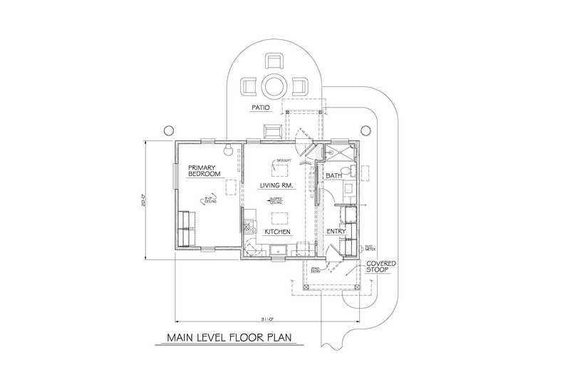 House Plan Design - Floor Plan - Main Floor for Traditional House Plan #1122-3 - 1 bed, 1 bath