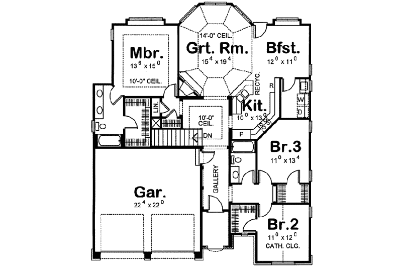 Dream House Plan - Floor Plan - Main Floor for European House Plan #20-1401 - 3 bed, 2 bath