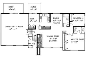 Floor Plan - Main Floor for Ranch House Plan #60-881 - 2 bed, 2 bath