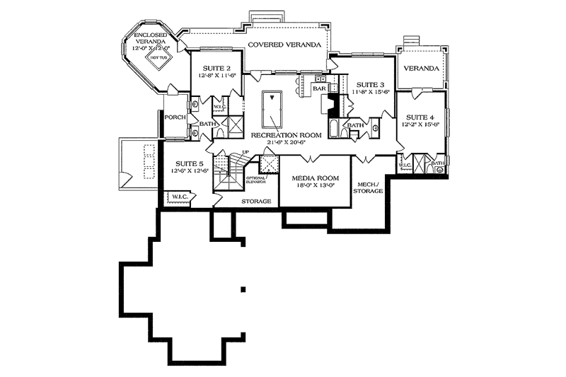 House Plan Design - Floor Plan - Lower Floor for Craftsman House Plan #453-470 - 6 bed, 5.5 bath