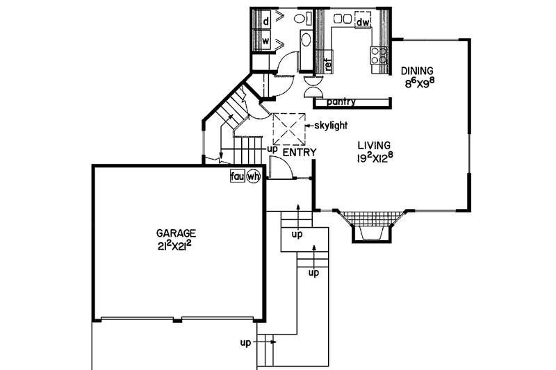 Home Plan - Floor Plan - Main Floor for Contemporary House Plan #60-865 - 2 bed, 2.5 bath
