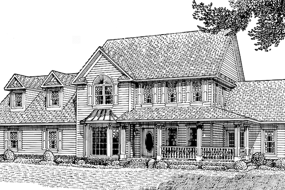 Exterior - Front Elevation 3 for Country House Plan #11-257 - 4 bed, 3 bath