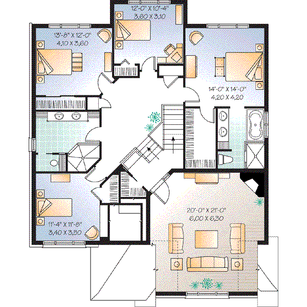 Architectural House Design - European Floor Plan - Upper Floor Plan #23-656
