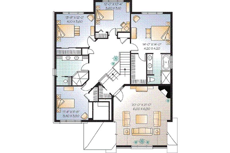 Home Plan - Floor Plan - Upper Floor for European House Plan #23-656 - 4 bed, 2.5 bath