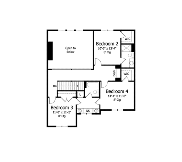 House Blueprint - Colonial Floor Plan - Upper Floor Plan #51-1019
