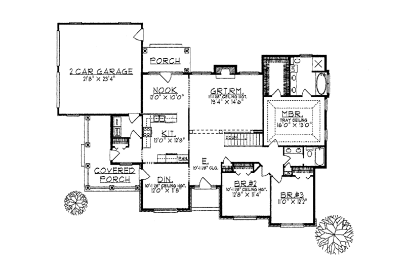 Dream House Plan - Floor Plan - Main Floor for Country House Plan #70-1341 - 3 bed, 2 bath