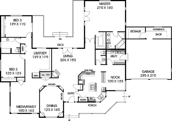Architectural House Design - Ranch Floor Plan - Main Floor Plan #60-979