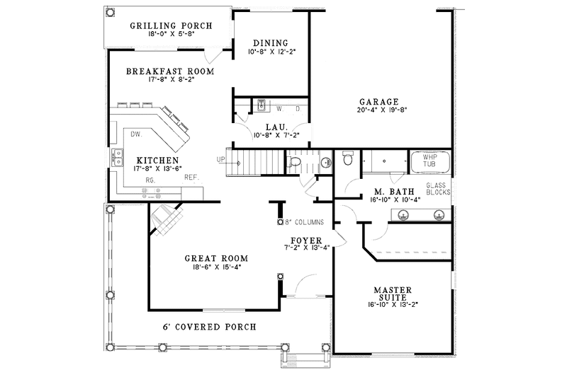 Dream House Plan - Floor Plan - Main Floor for Country House Plan #17-3199 - 3 bed, 2.5 bath