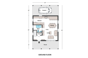 Floor Plan - Main Floor for Contemporary House Plan #542-23 - 3 bed, 3 bath