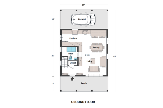 Floor Plan - Main Floor for Contemporary House Plan #542-23 - 3 bed, 3 bath