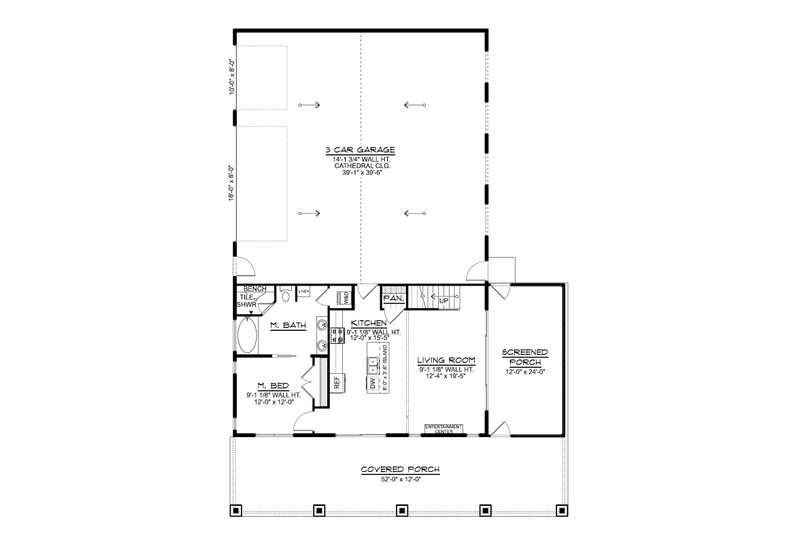 Dream House Plan - Floor Plan - Main Floor for Barndominium House Plan #1064-487 - 2 bed, 2 bath
