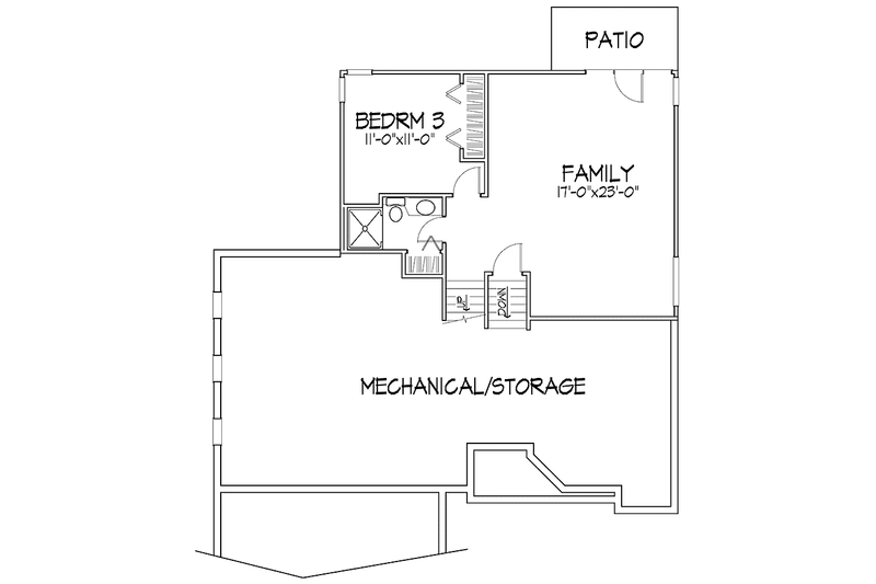 Home Plan - Floor Plan - Lower Floor for European House Plan #320-1128 - 3 bed, 3 bath