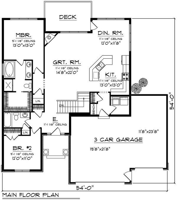 Craftsman Floor Plan - Main Floor Plan #70-1540