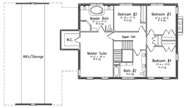 House Blueprint - Classical Floor Plan - Upper Floor Plan #994-11