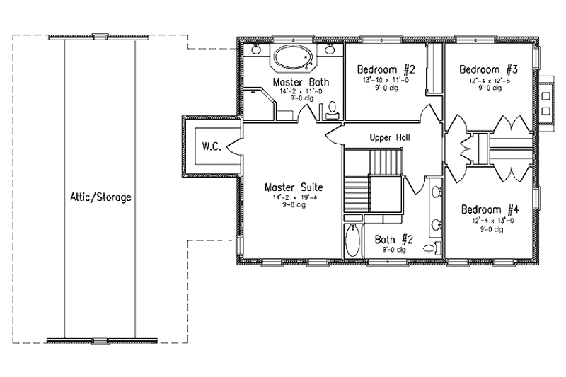 Dream House Plan - Floor Plan - Upper Floor for Classical House Plan #994-11 - 4 bed, 3 bath
