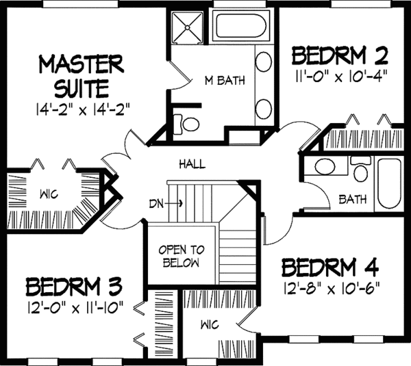 House Plan Design - Colonial Floor Plan - Upper Floor Plan #320-883