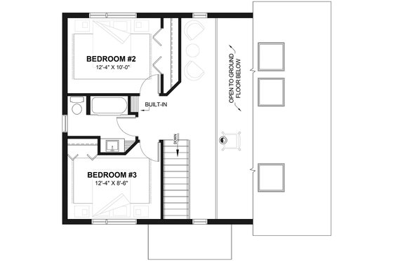 Floor Plan - Upper Floor for Contemporary House Plan #23-2037 - 3 bed, 2 bath