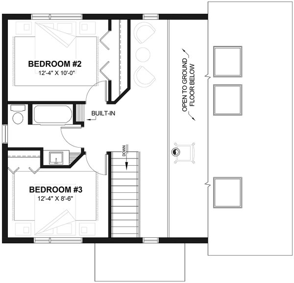House Plan Design - Floor Plan - Upper Floor for Contemporary House Plan #23-2037 - 3 bed, 2 bath