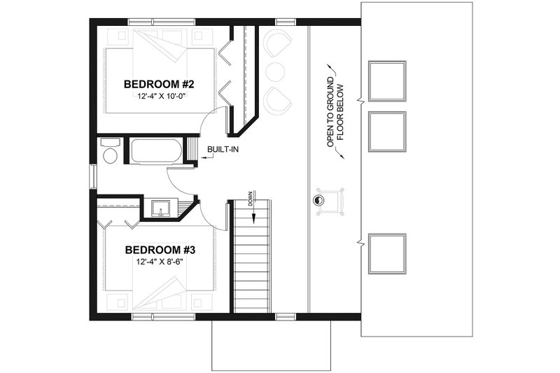 House Plan Design - Floor Plan - Upper Floor for Contemporary House Plan #23-2037 - 3 bed, 2 bath