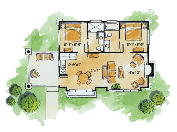 Cabin Floor Plan - Main Floor Plan #942-14