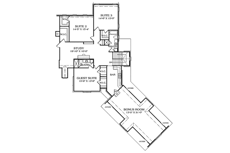 House Blueprint - Floor Plan - Upper Floor for Country House Plan #453-465 - 4 bed, 3.5 bath