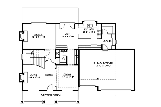 Floor Plan - Main Floor for Farmhouse House Plan #132-119 - 4 bed, 2.5 bath