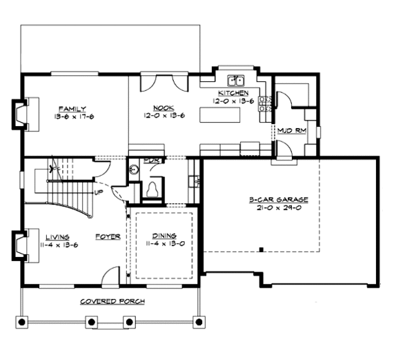 House Design - Farmhouse Floor Plan - Main Floor Plan #132-119