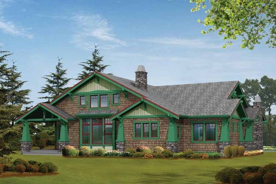 Exterior - Rear Elevation for Craftsman House Plan #132-239 - 4 bed, 3 bath