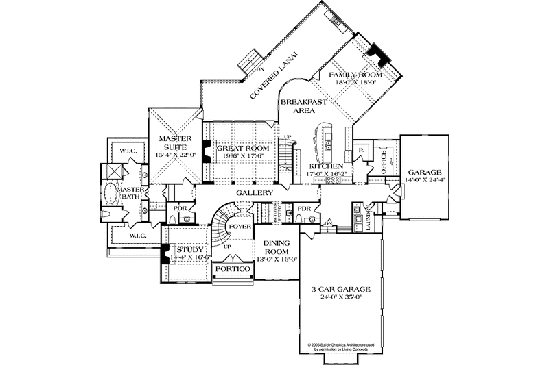 Home Plan - Floor Plan - Main Floor for European House Plan #453-593 - 4 bed, 4 bath
