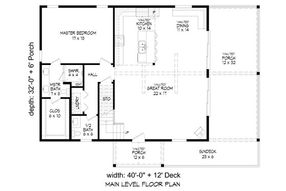 Floor Plan - Main Floor for Cabin House Plan #932-990 - 3 bed, 2.5 bath