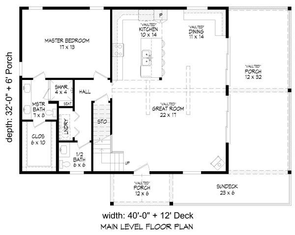 Cabin Floor Plan - Main Floor Plan #932-990