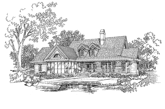 Exterior - Rear Elevation for Country House Plan #929-278 - 4 bed, 3 bath