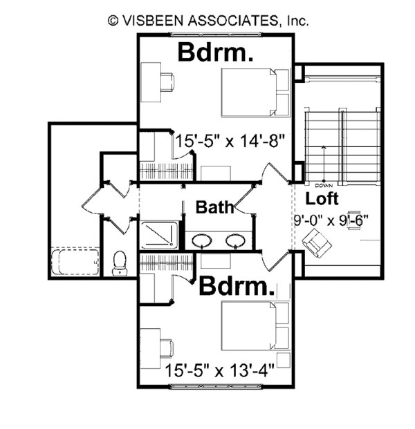 Architectural House Design - Traditional Floor Plan - Upper Floor Plan #928-26