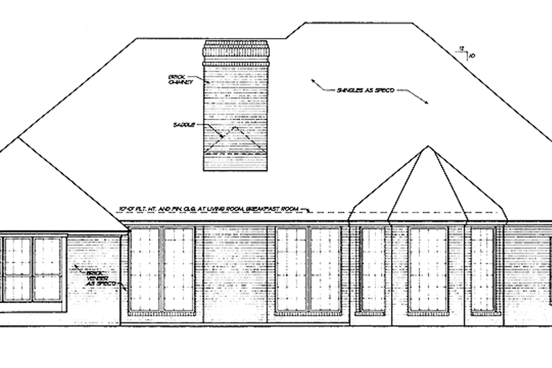 Home Plan - Exterior - Rear Elevation for Ranch House Plan #310-1183 - 4 bed, 3 bath