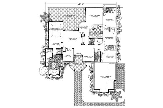 Floor Plan - Main Floor for Mediterranean House Plan #420-217 - 4 bed, 3.5 bath