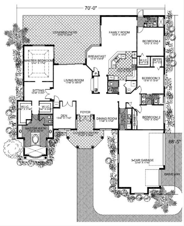Mediterranean Floor Plan - Main Floor Plan #420-217