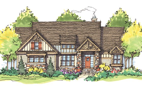 Exterior - Front Elevation 3 for Craftsman House Plan #929-935 - 3 bed, 3 bath