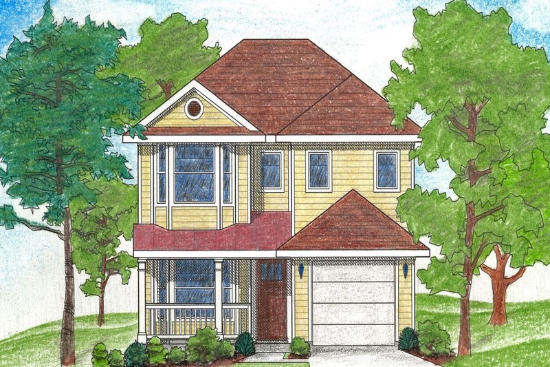 Architectural House Design - Traditional Exterior - Front Elevation Plan #80-107