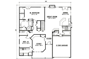 Floor Plan - Main Floor for Traditional House Plan #67-828 - 5 bed, 4 bath