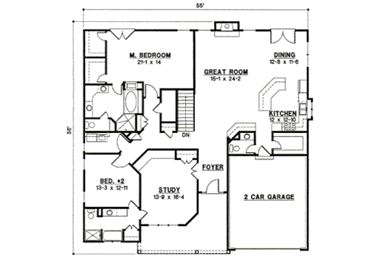 Floor Plan - Main Floor for Traditional House Plan #67-828 - 5 bed, 4 bath
