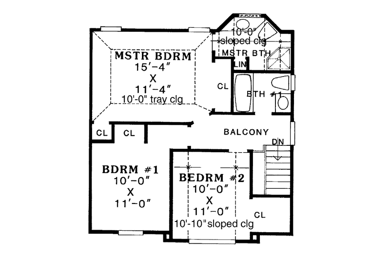 Dream House Plan - Floor Plan - Upper Floor for Country House Plan #456-107 - 3 bed, 2.5 bath